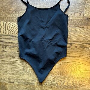 Lululemon Athletica Black Ribbed Low back Bodysuit